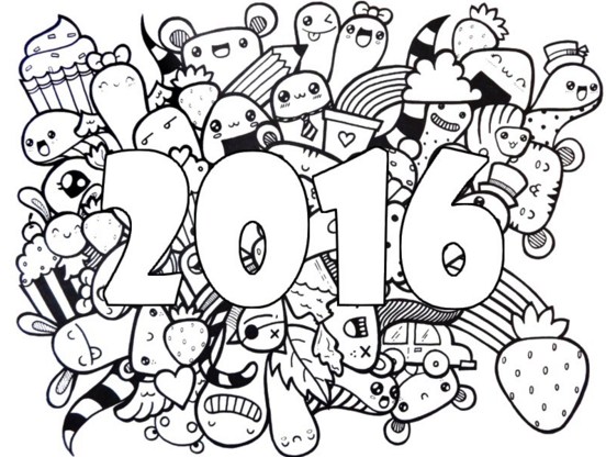 Dibujos para colorear año nuevo 2016 adultos