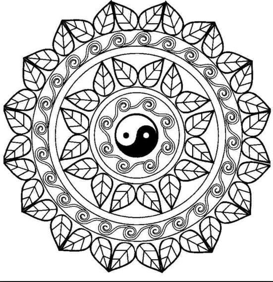 Mandala para colorear yin yang