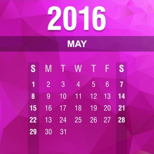 Calendarios mayo 2016 para imprimir